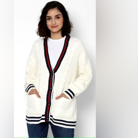 American Eagle Over Sized Cable Knit Button-Up Cardigan - Picture 2 of 11